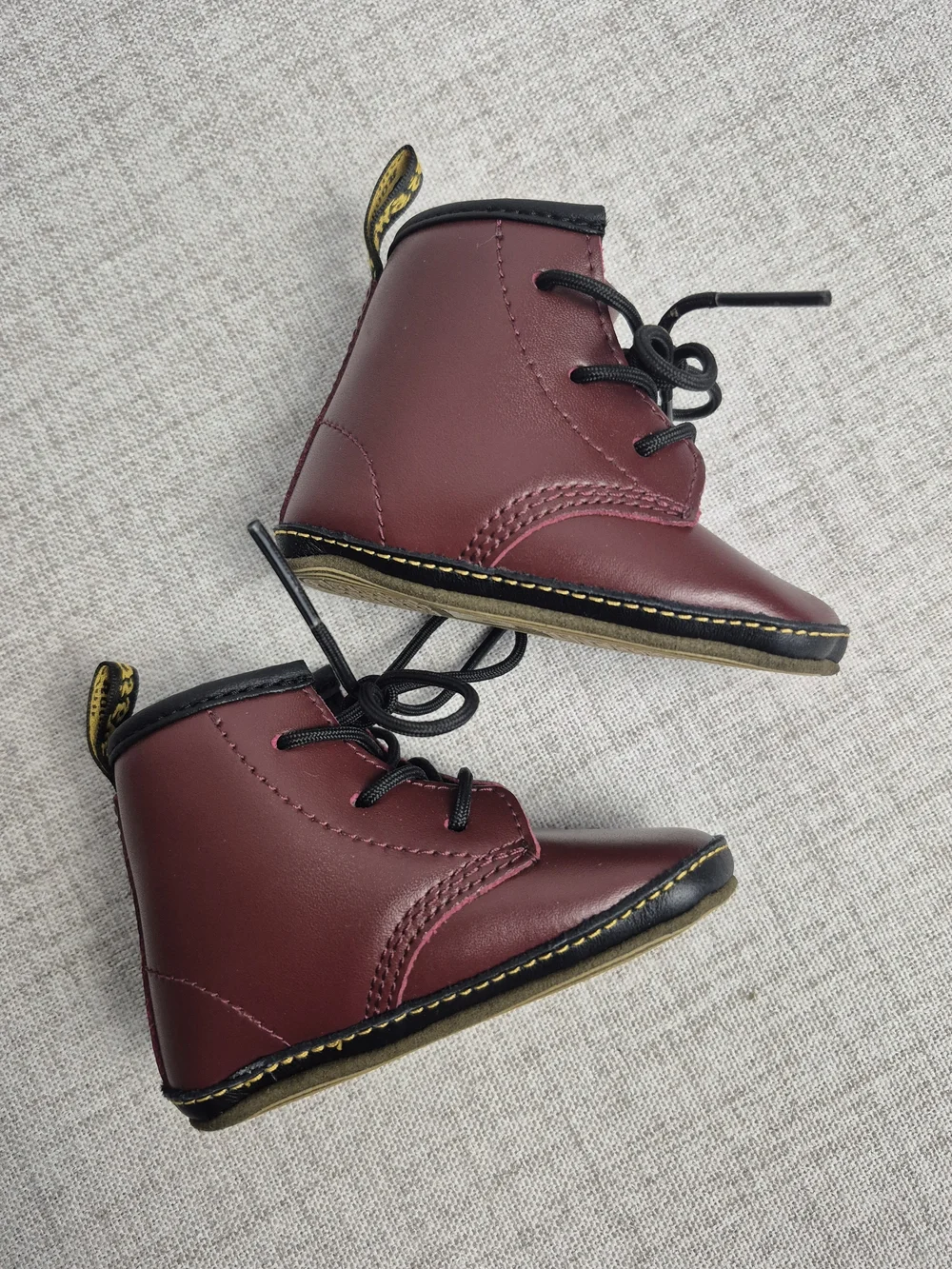 Dr. Martens Auburn Leather Crib Boots - Burgundy (Size 3)